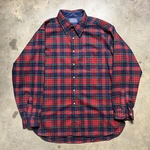 Vintage 80s Pendleton Red Wool Flannel Button Up Shirt